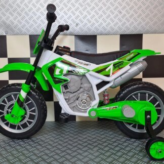 MOTOCROSS 12V DE NIÑOS, VERDE , RUEDAS GOMA, ASIENTO POLIPIEL  INDA283-c4k022